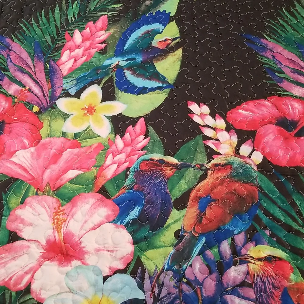 4pc Reversible Queen Quilt Bedspread Set Exotic Vibrant Floral New
